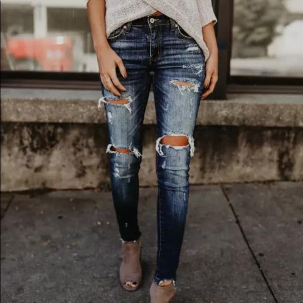 KanCan Distressed Dark Denim Jeans